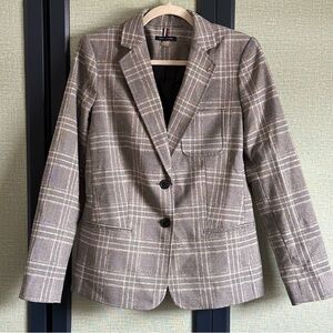 Tommy Hilfiger Black Ivory Large Plaid Classic 2 Botton Suit Blazer NWOT, Size 6